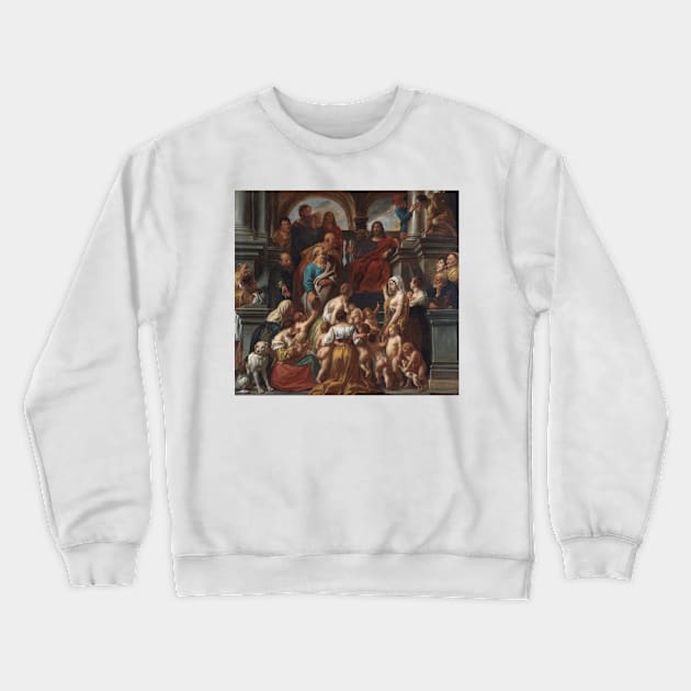 Christ Blessing Little Children. Suffer Little Children to Come Unto Me by Jacob Jordaens Crewneck Sweatshirt by Classic Art Stall